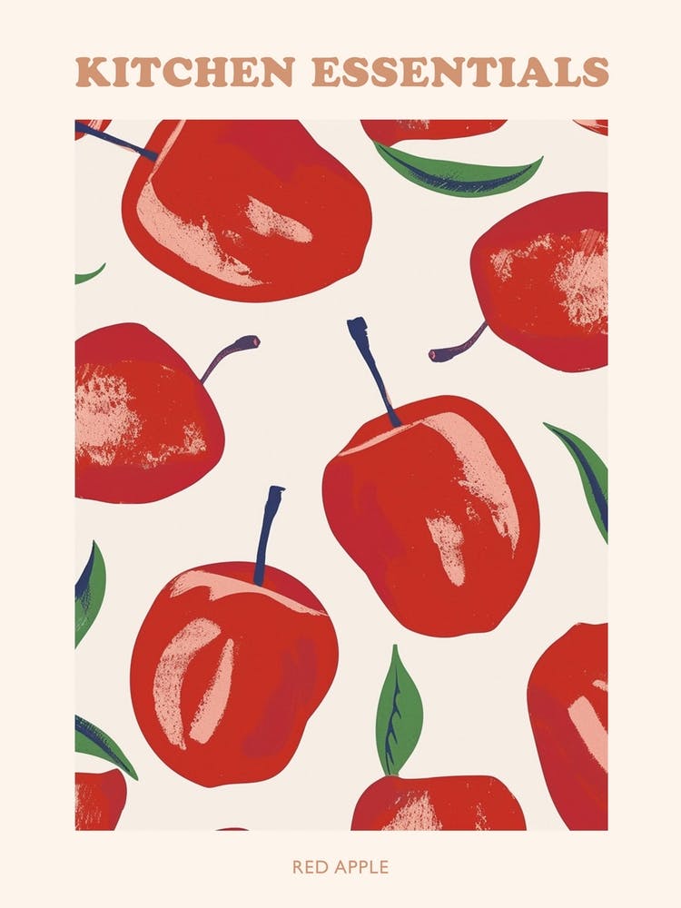 Red Apple Fruit Pattern Poster 2