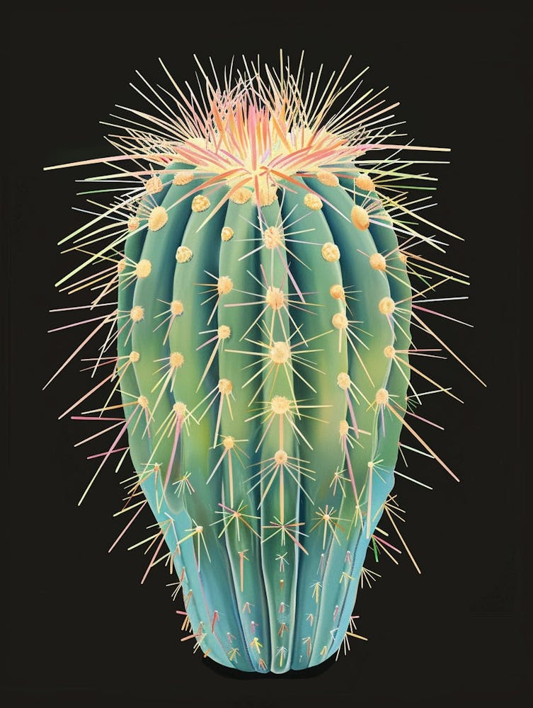 Echinocereus Cactus Minimalist Abstract 3