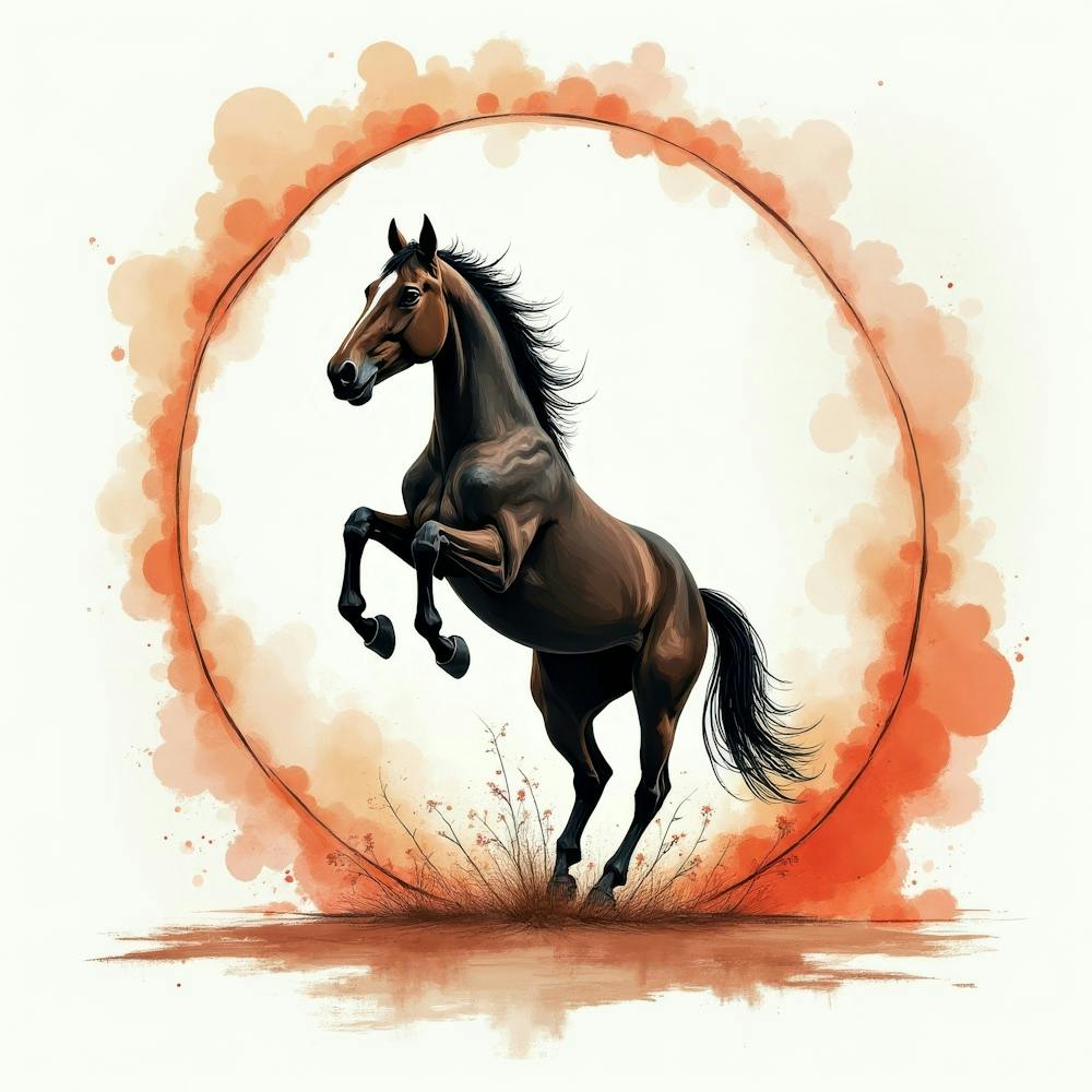 Horse Jumping In A Circle