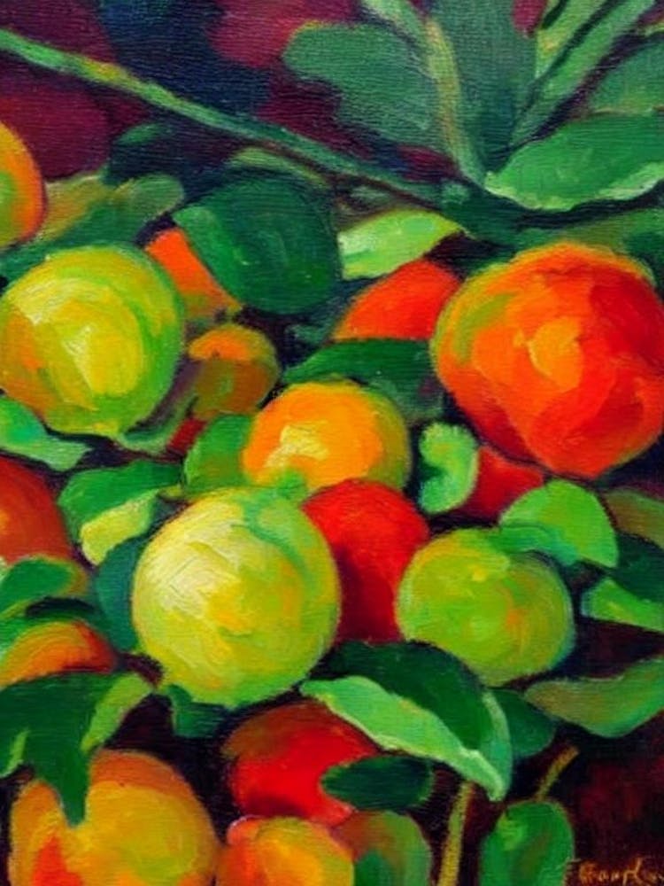 Rambutan 2 - Fruit éclatant, inspiré de Matisse - Peinture de fruits