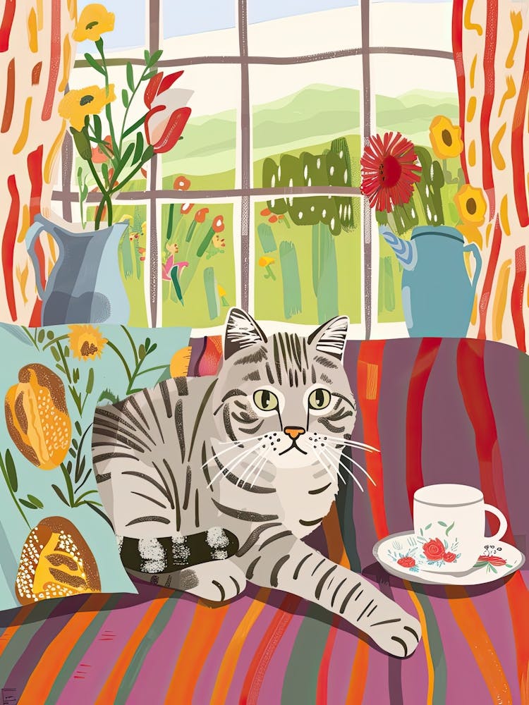 Tea Time With A Scottish Fold Cat 3