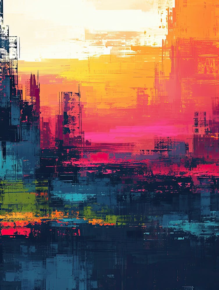 Abstrakte Stadt | Pixel Minimalismus Kunstserie