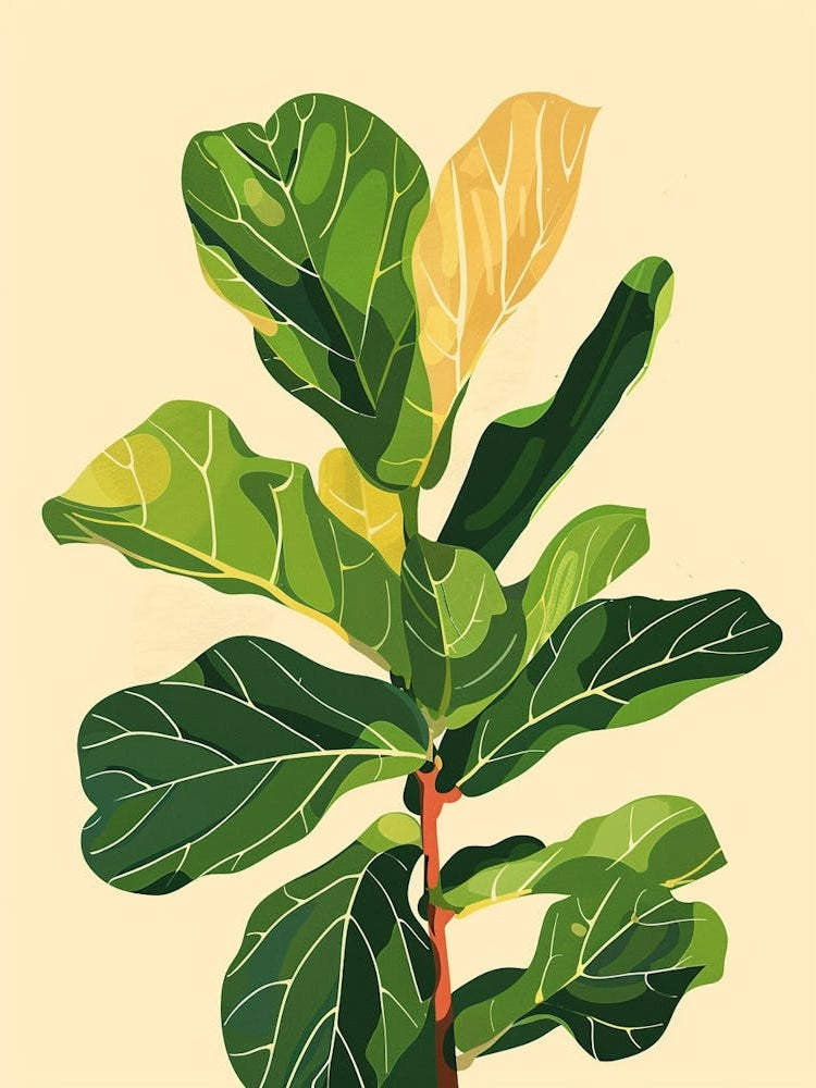 Fiddle Leaf Fig Plant Minimalist Illustration 7
