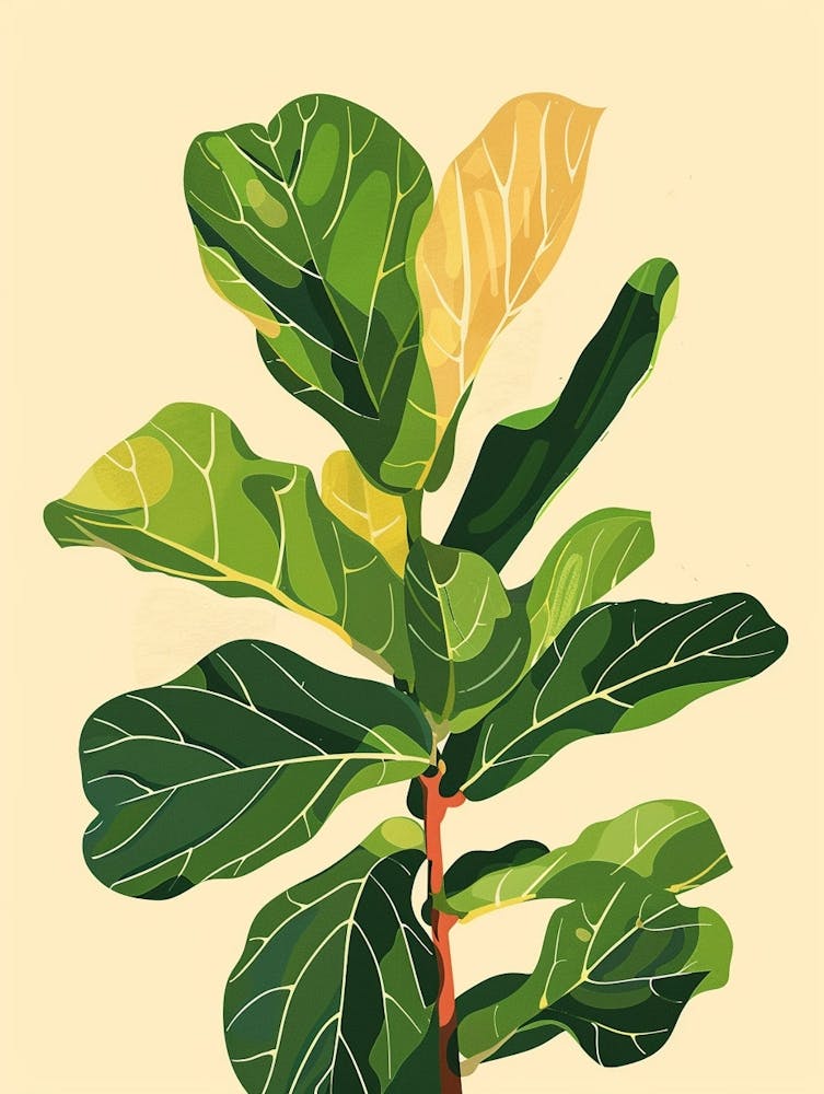 Fiddle Leaf Fig Plant Minimalist Illustration 7