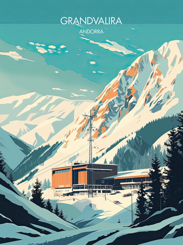 Poster Of Grandvalira   Andorra, Ski Resort Illustration 2