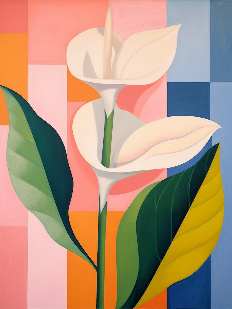 Calla Lily 5 Hilma Af Klint Inspired Pastel Flower Painting