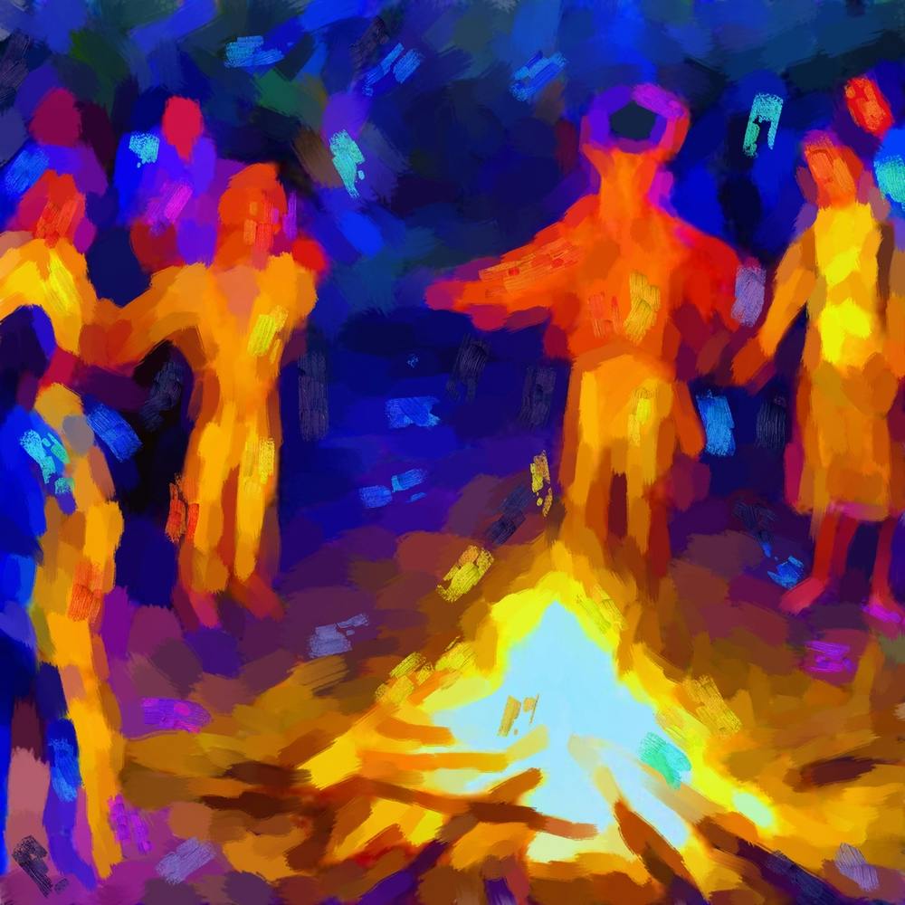 Schamane am Feuer