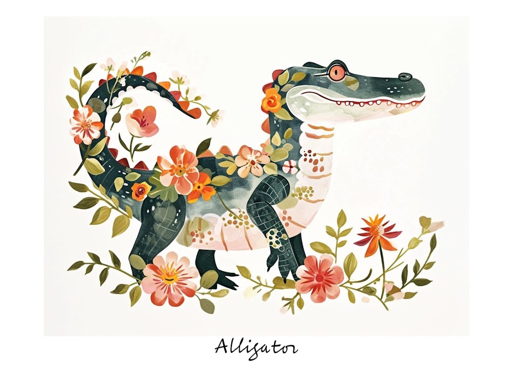 Little Floral Alligator 3 Poster