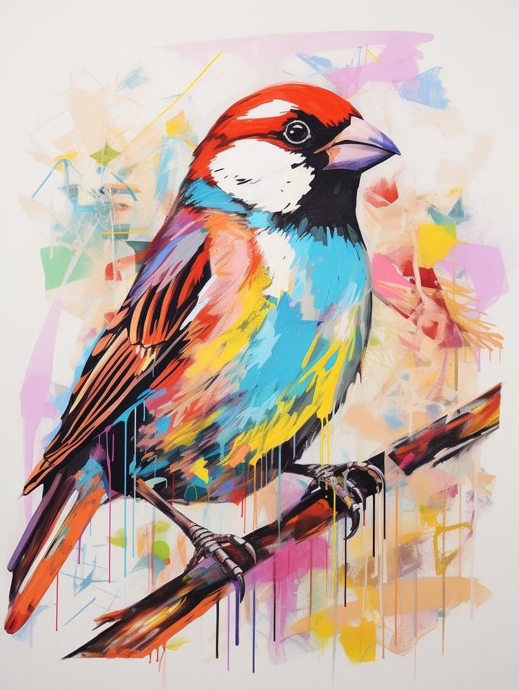 Colourful Bird Painting House Sparrow 2