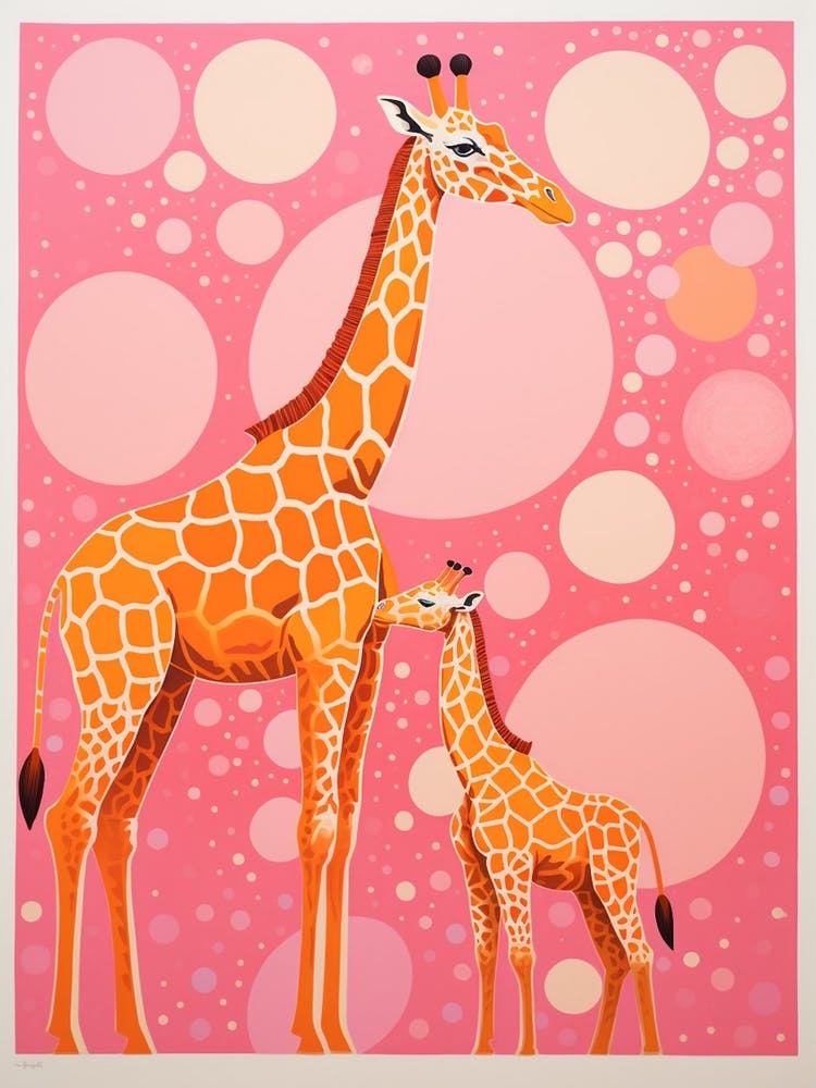 Giraffe & Calf Dot Pattern 1