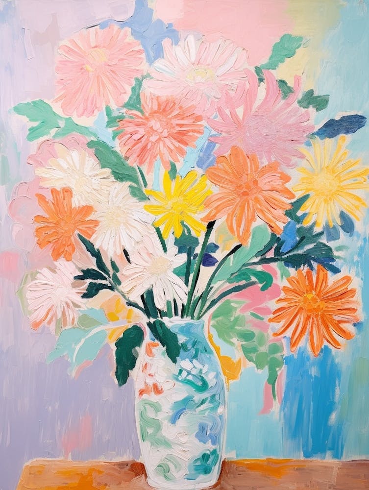 Flower Painting Fauvist Style Chrysanthemum 1