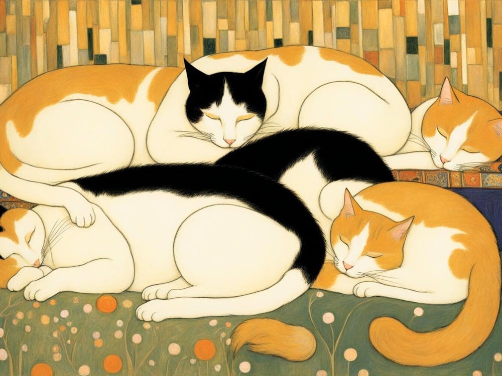 Four Cats Sleeping 1