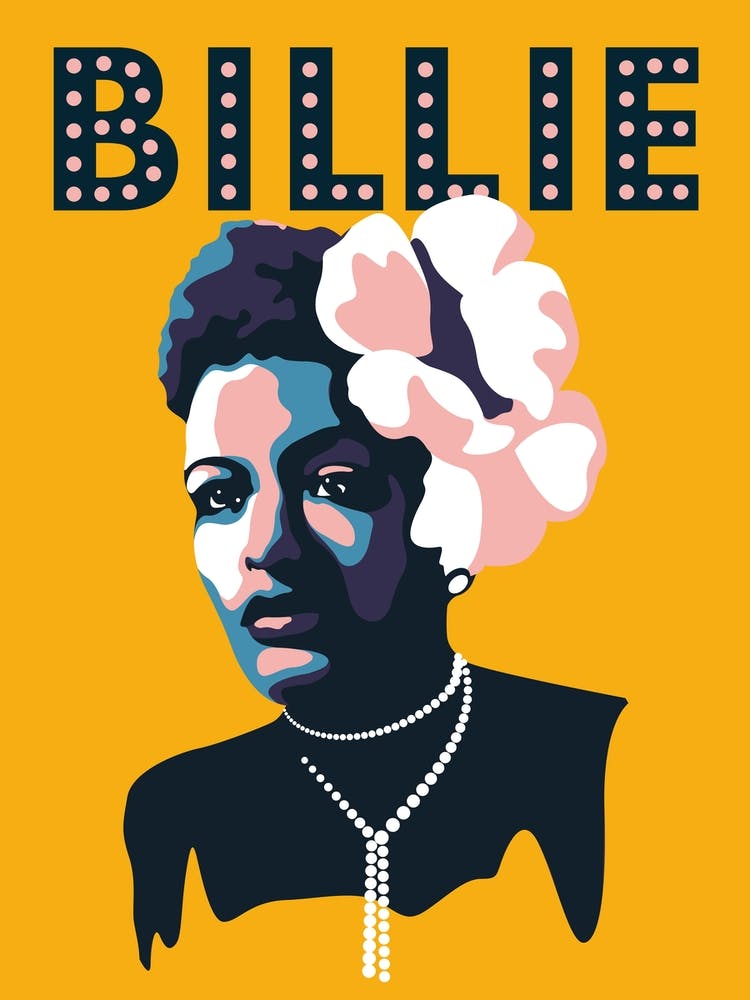 Billie Holiday Jazz Icon Yellow
