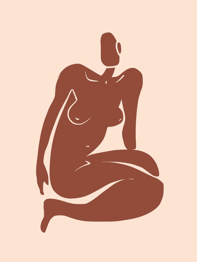 Sitting Nude In Terracotta