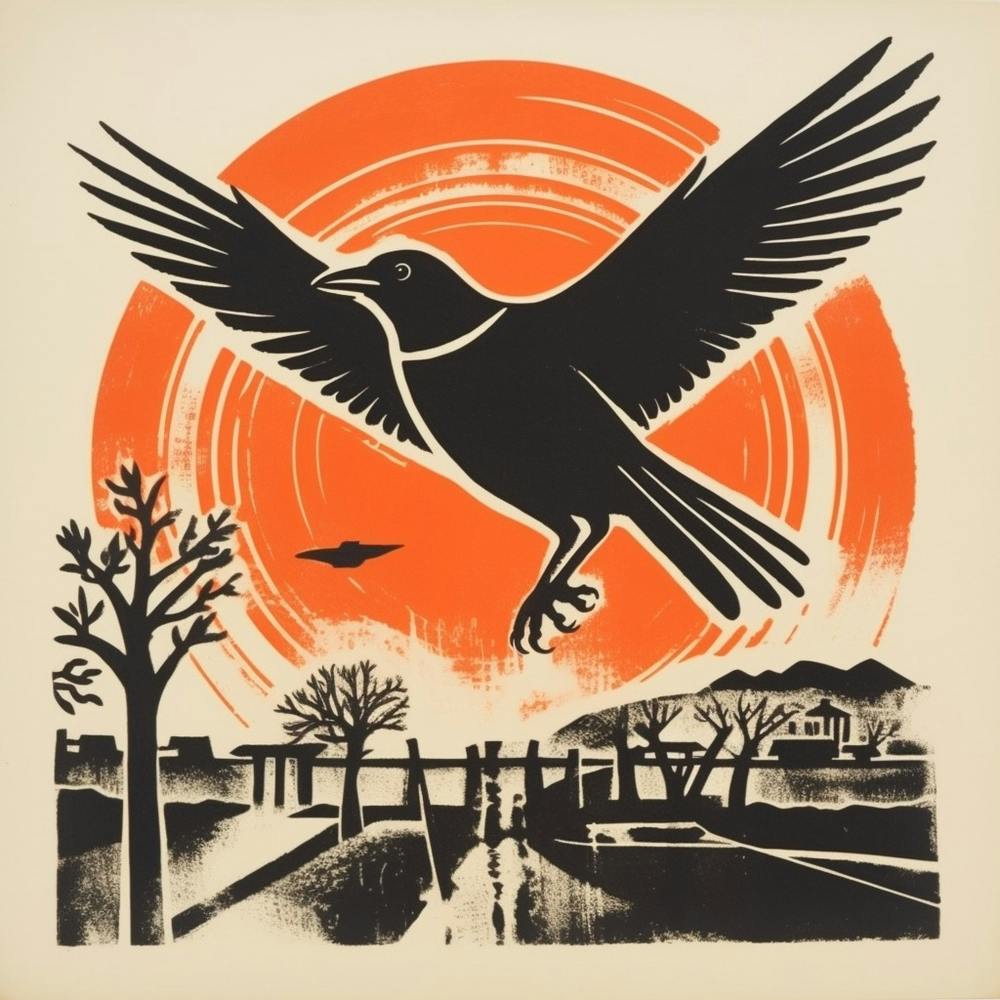 Retro-Vogellithografie Elster 2