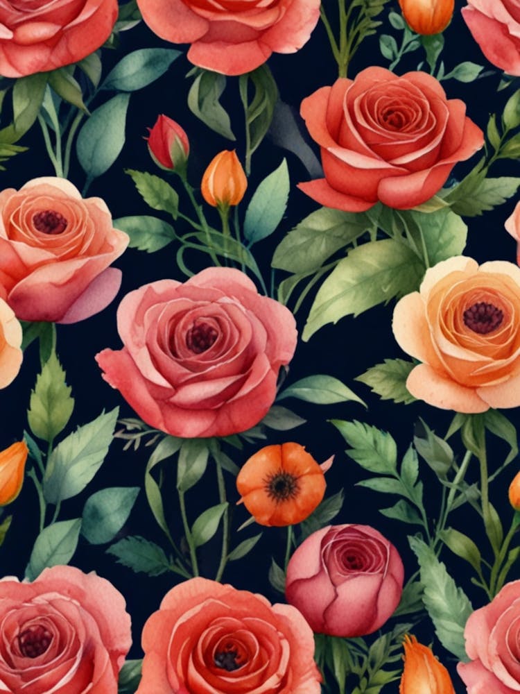 Seamless Pattern With Roses 1