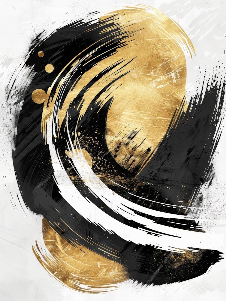 Abstrakter Schwarz-Gold-Leinwanddruck 6