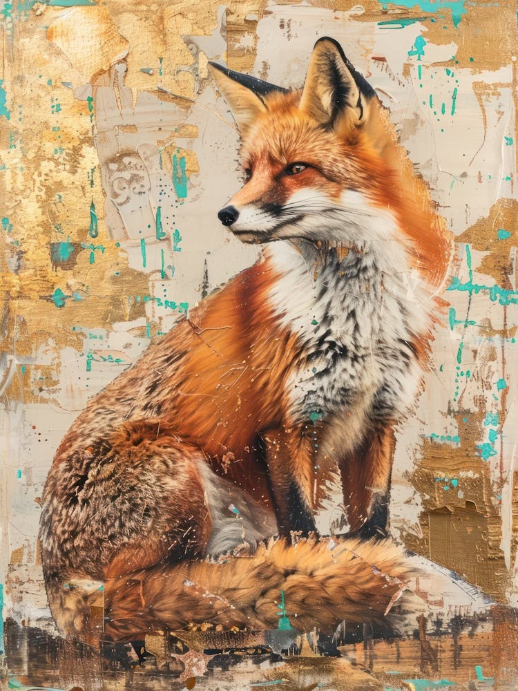 Red Fox Gold Effect Collage 4