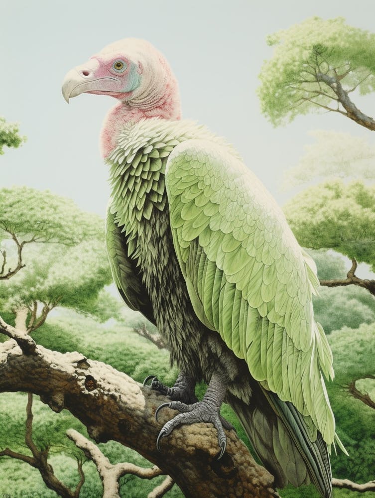 Ohara Koson Inspired Bird Painting Vulture 2