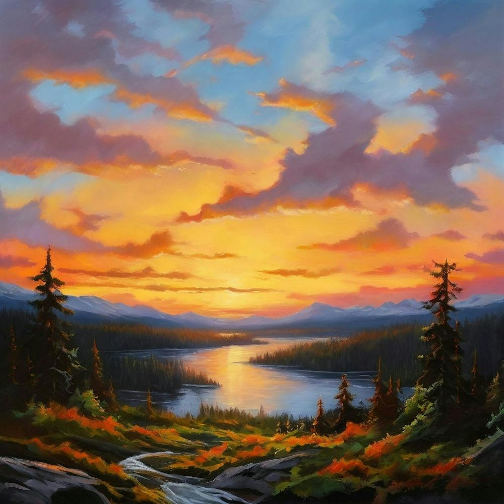 Sunset Over The Lake
