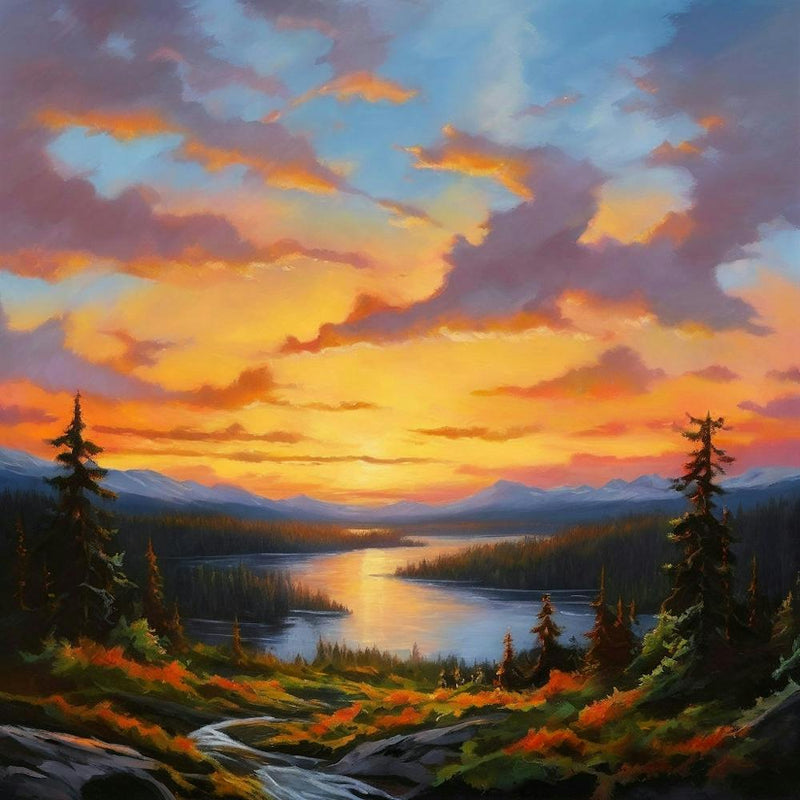 Sunset Over The Lake