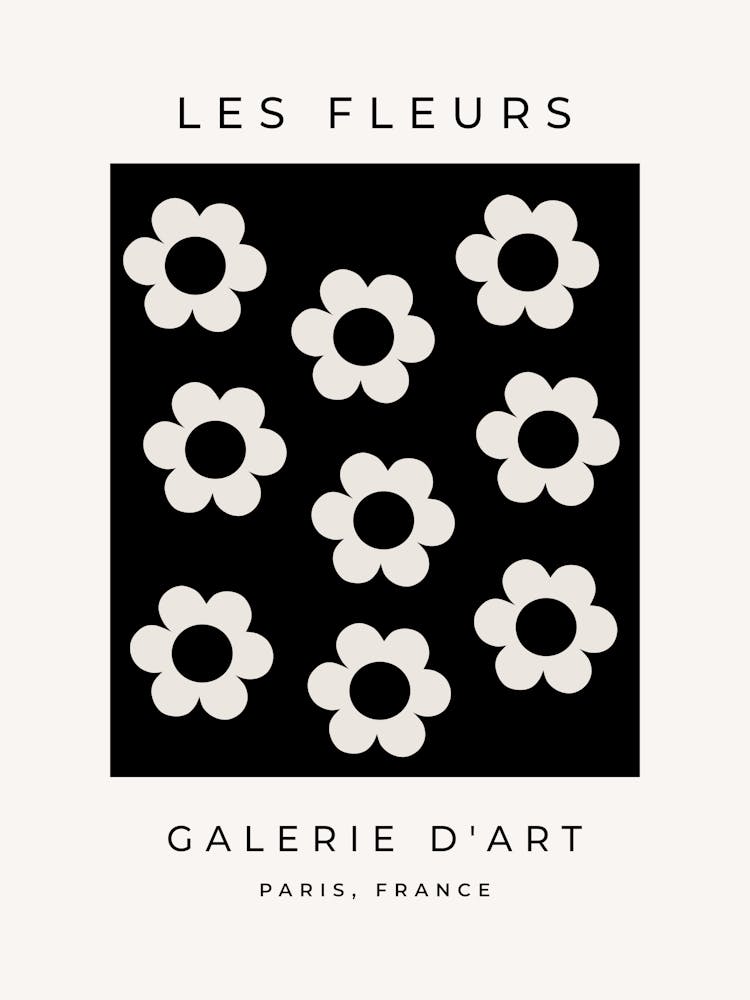 Les Fleurs | 02 - Black And White Flower Abstract Floral