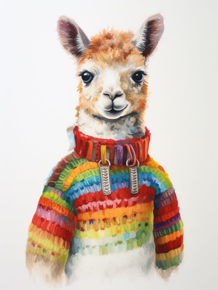 Baby Animal Wearing Sweater Alpaca 1