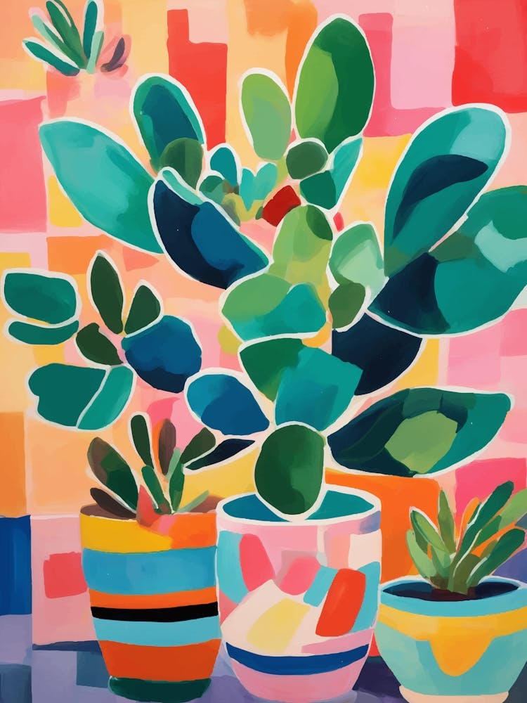 Pots with Cactus and succulents