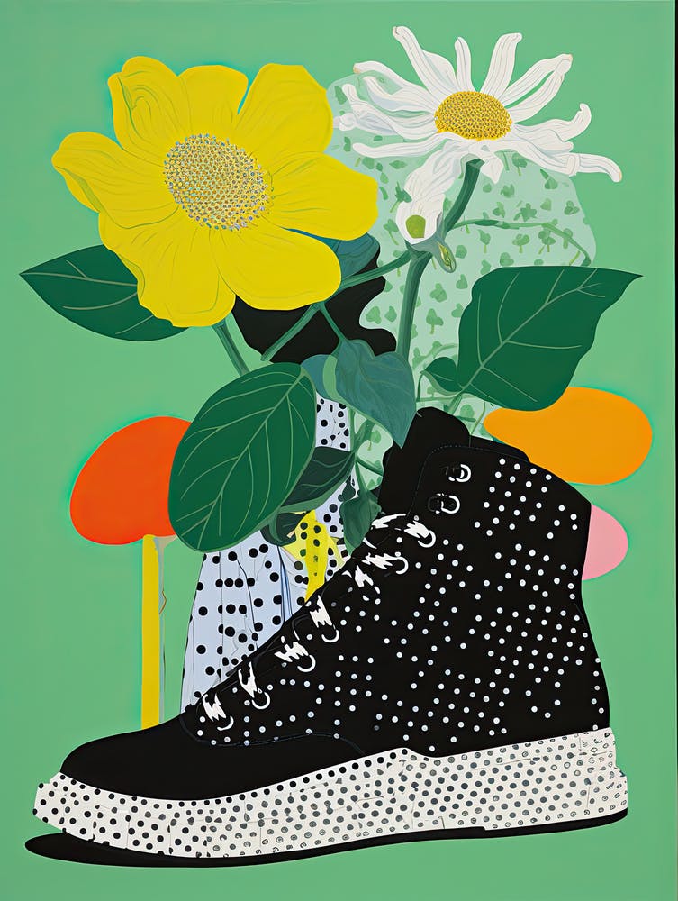 Floral Footprints: Artistic Sneaker Impressions