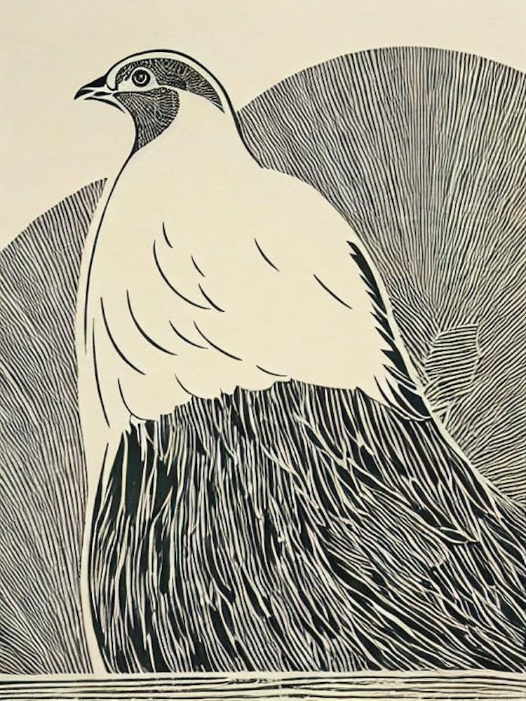 Partridge 3 Linocut Bird