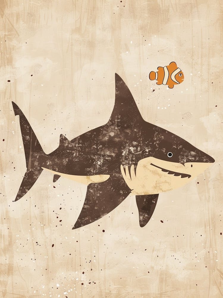 Shark & Clown Fish Muted Pastel 2