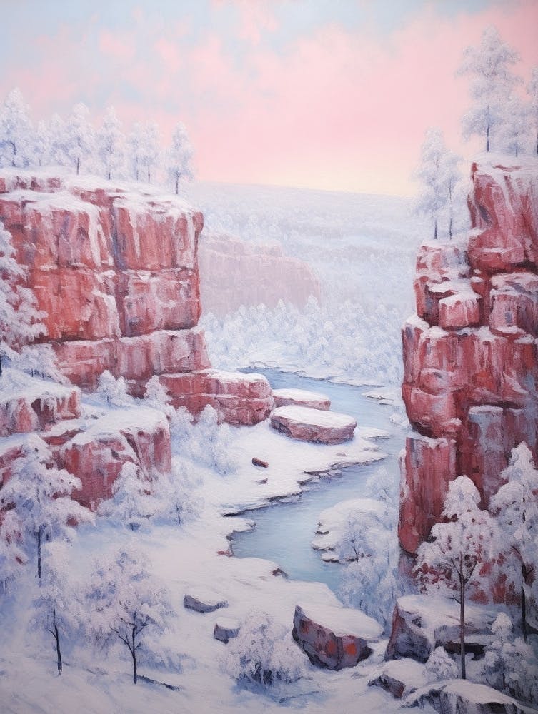 Dreamy Winter Painting Grand Canyon National Park United States