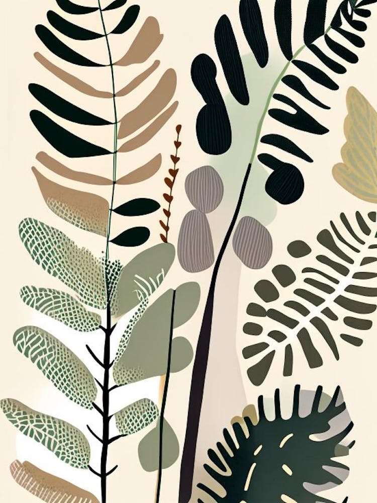 Marsh Fern Wildflower Modern Muted Colours 1