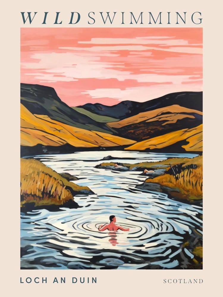 Wild Swimming At Loch An Duin Scotland 1 Poster