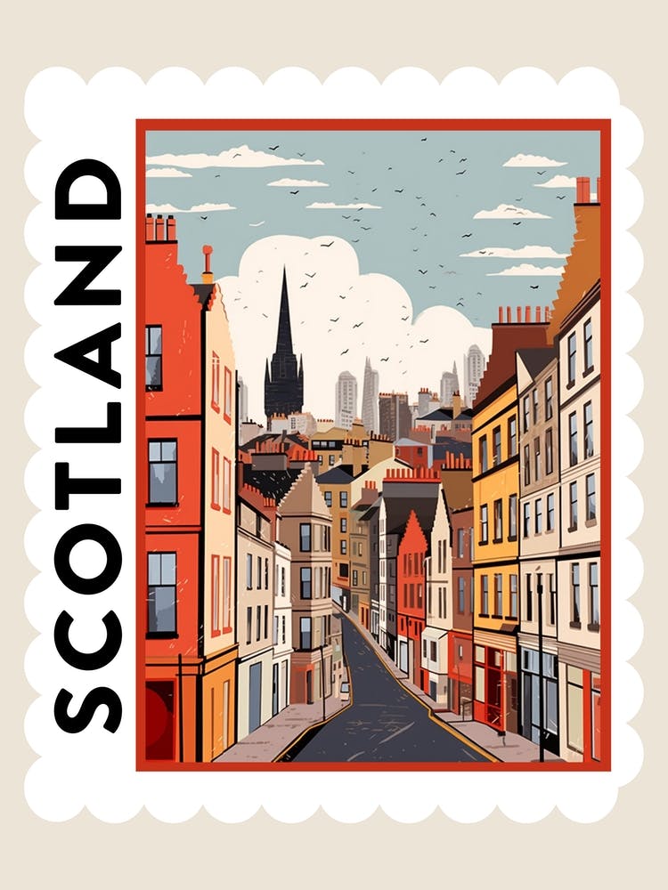 Retro Winter Stamp Poster Edinburgh Scotland 3