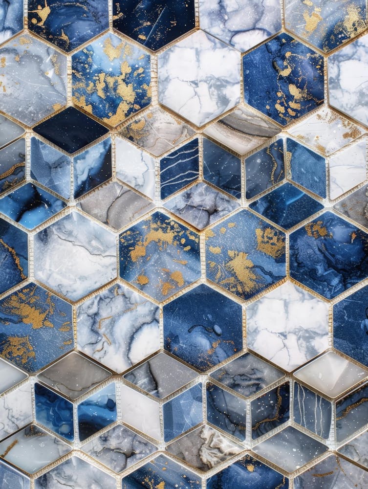 Blue And Gold Mosaic Tile 1