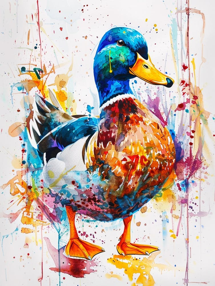 Duck Colourful Watercolour 1
