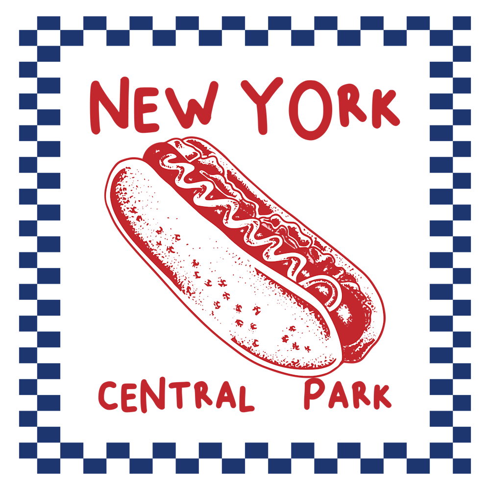 New York Hot Dog | Red, White and Blue, Kitchen Wall Art 1