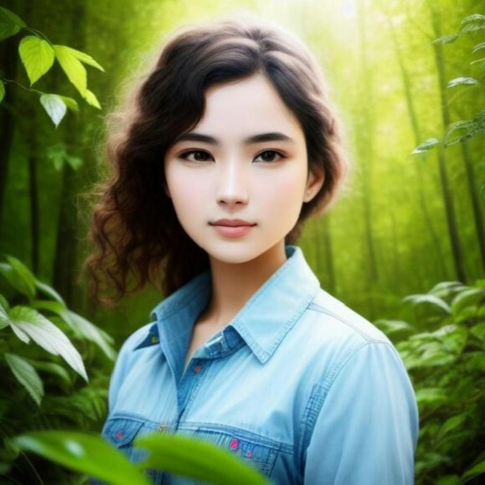 Asian Girl In The Forest