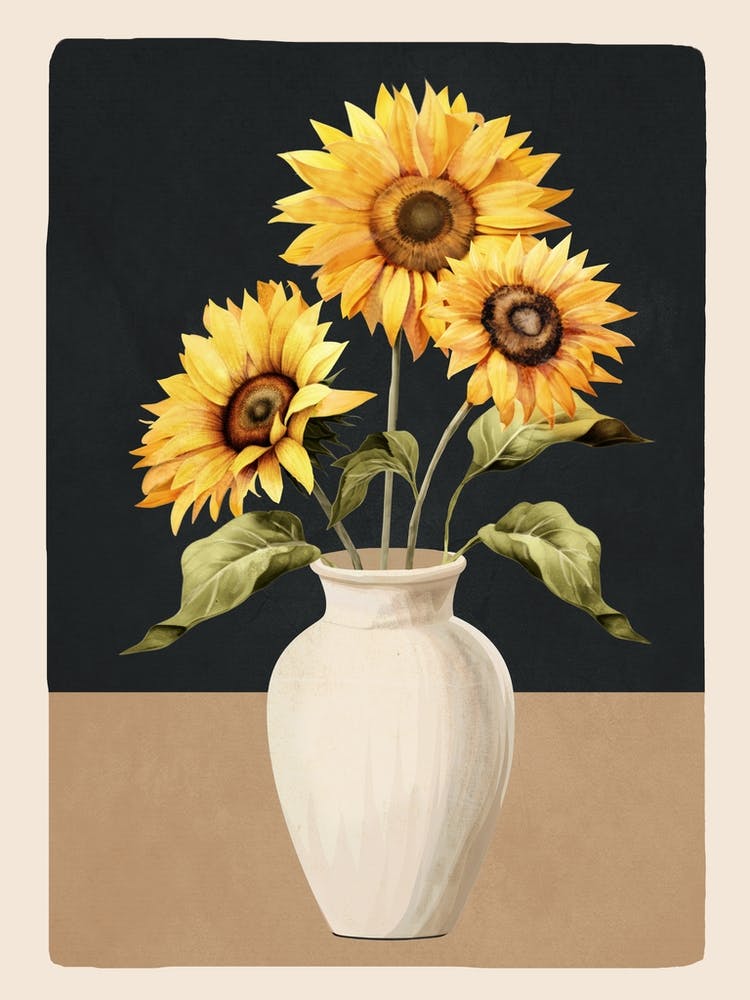 Sunflowers in a White Vase 1