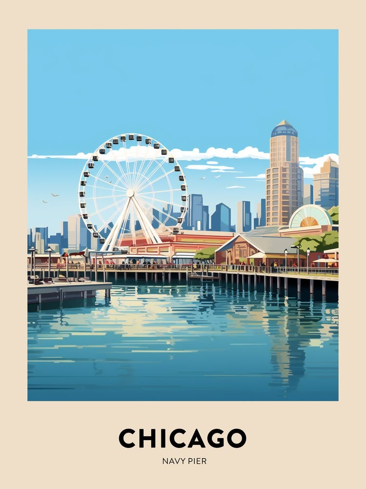 Navy Pier 4 Chicago Travel Poster