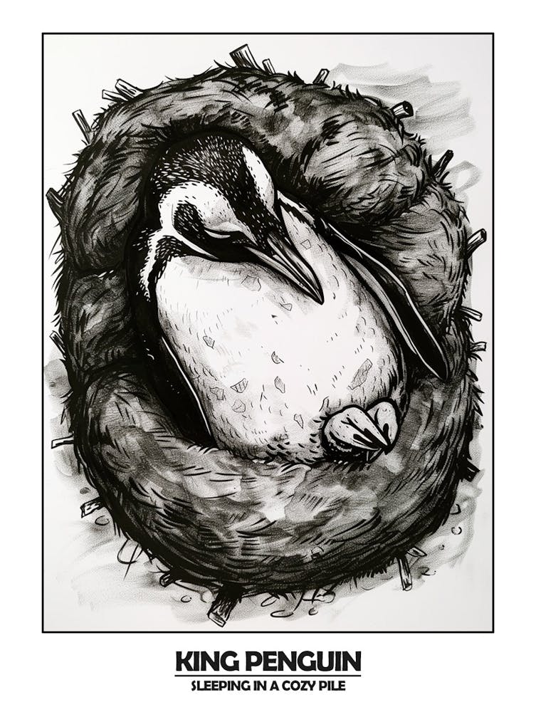 Penguin Sleeping In A Cozy Pile Poster 4