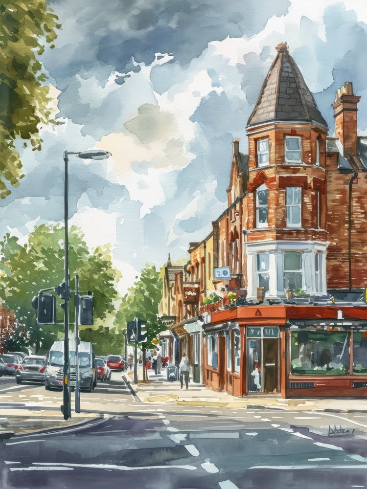Hounslow London Borough   Street Watercolour 1