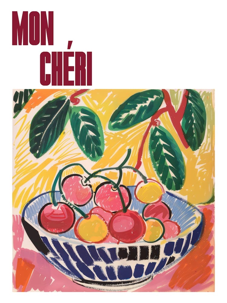 Mon Cheri Poster Cherry Painting Matisse Style 11