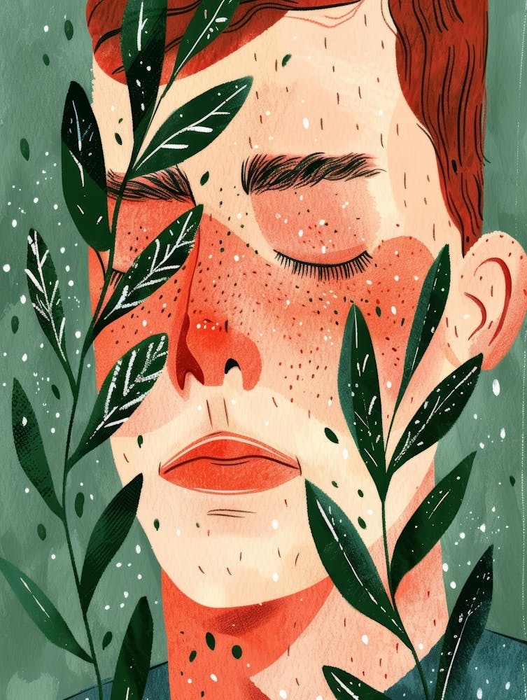 Illustration Of A Man With Leaves