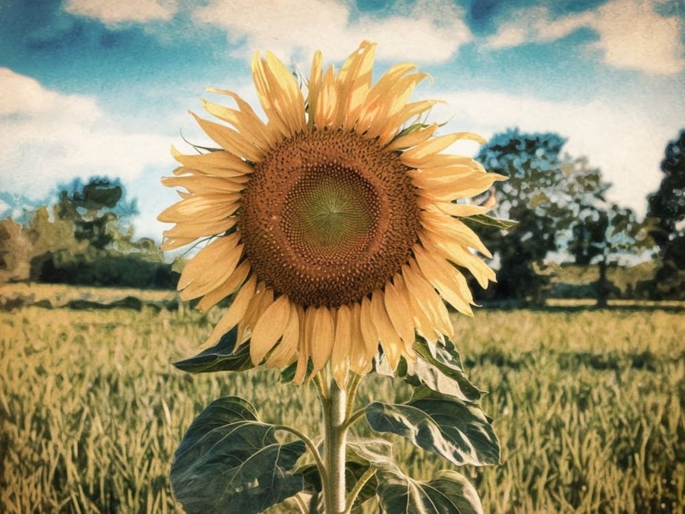 Golden Autumn Sunflower - Farm Field