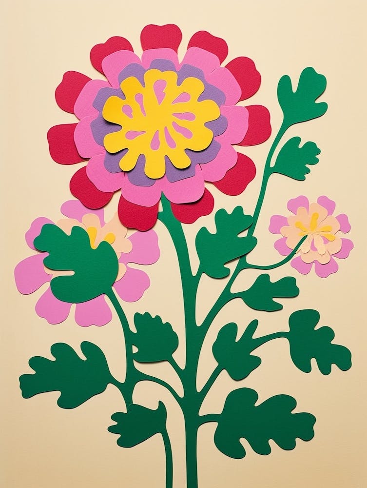 Cut Out Style Flower Art Scabiosa