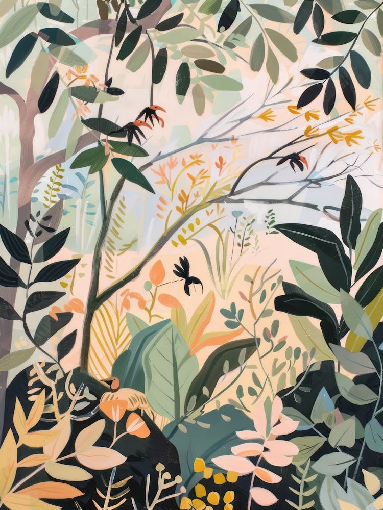 Black Panthers Pastels Jungle Illustration 4