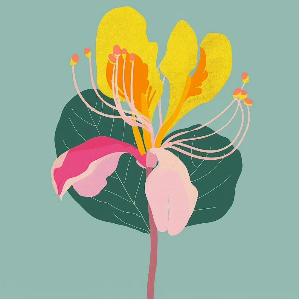 Peacock Flower 1 Square Flower Illustration
