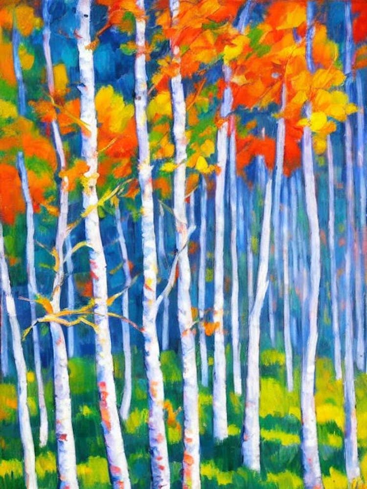 Quaking Aspen 1 tree Abstract Block Colour